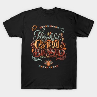 Thankful Grateful Blessed Thanksgiving T-Shirt